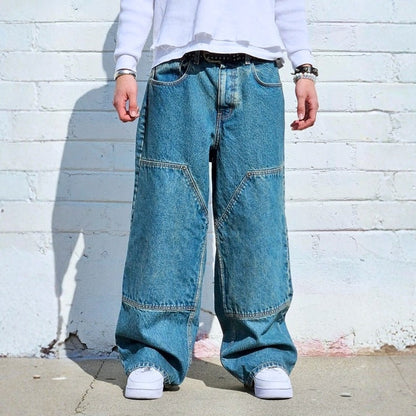 Neo Blue Double Knee Baggy Jeans