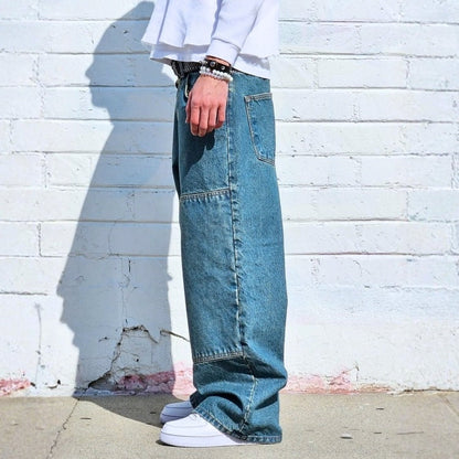 Neo Blue Double Knee Baggy Jeans